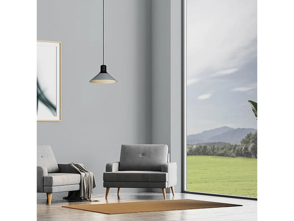 Lampadario Industrial Abreosa 1 Luce Metallo Nero E Grigio