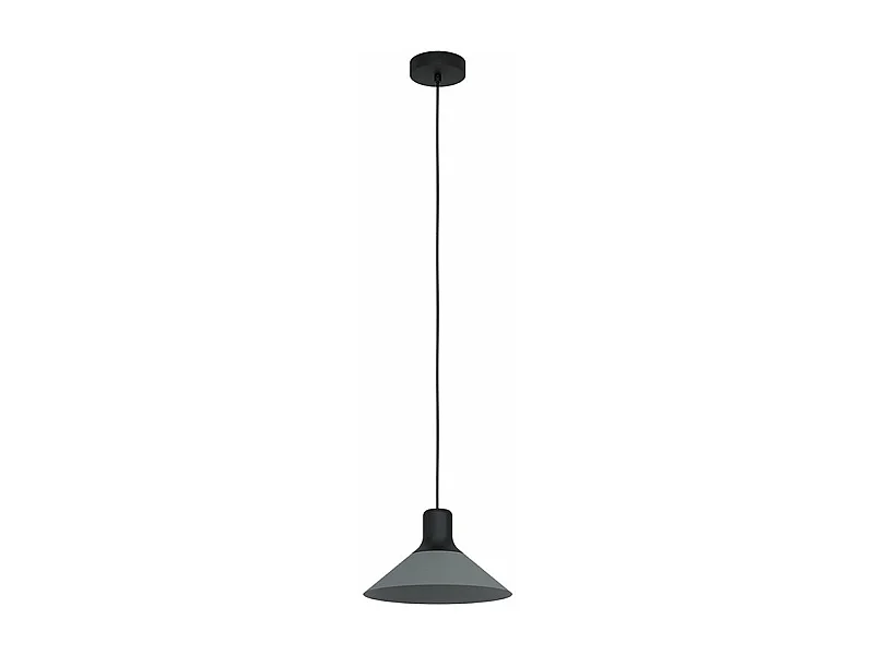 Lampadario Industrial Abreosa 1 Luce Metallo Nero E Grigio