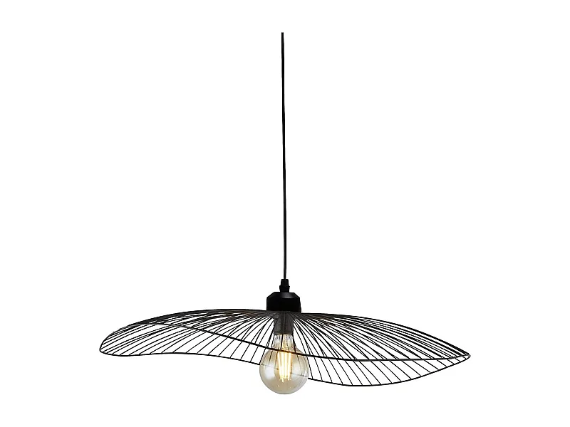 Sospensione Industrial-Nordico Onda Acciaio Nero 1 Luce E27