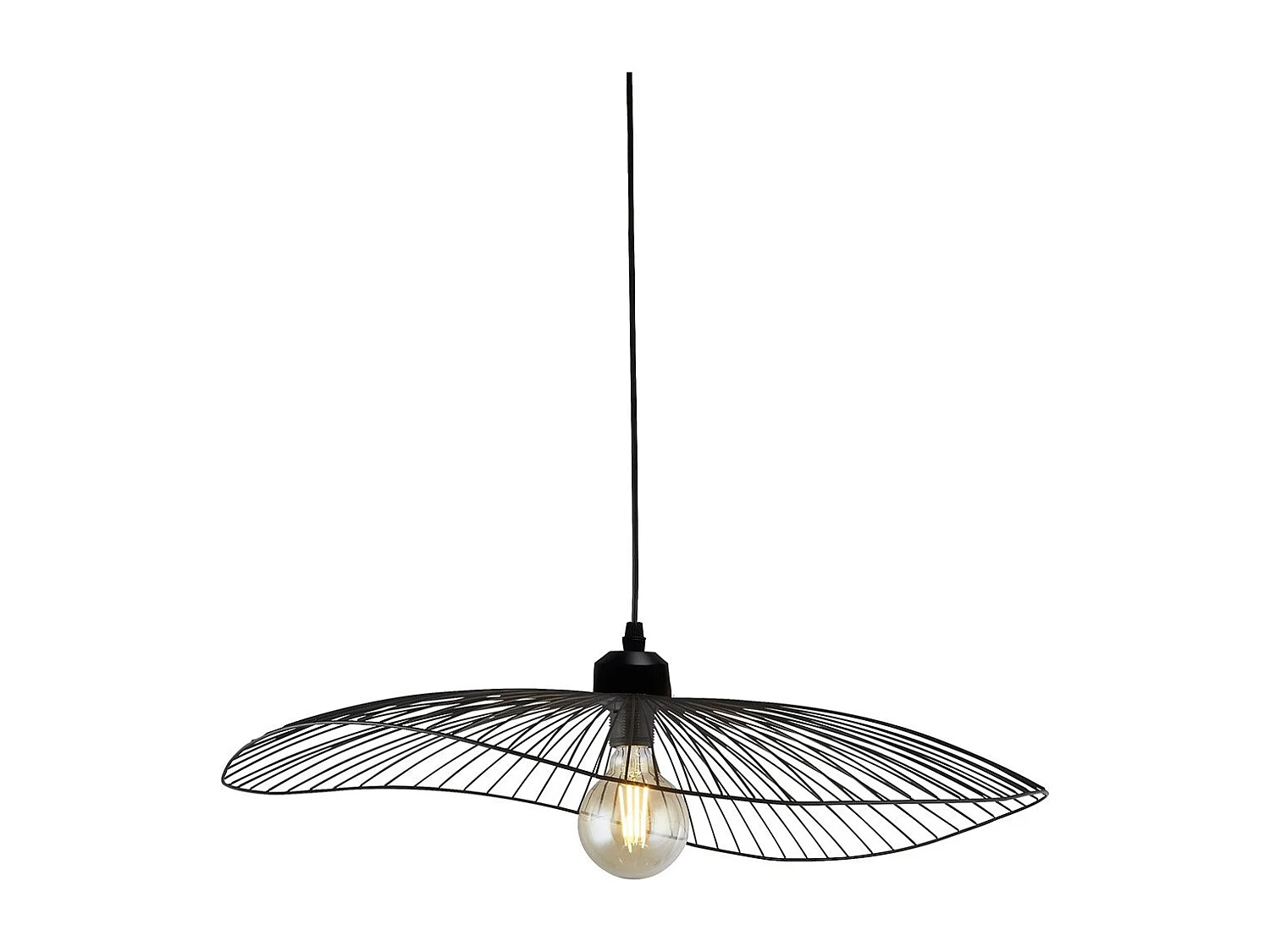 Sospensione Industrial-Nordico Onda Acciaio Nero 1 Luce E27