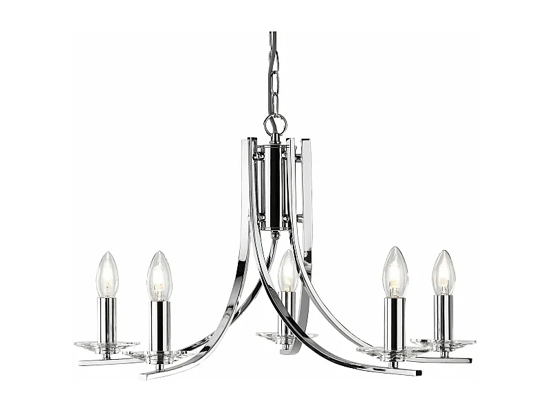 Searchlight Ascona 5 Ljus Multi Arm Ceiling Pendel Krom, Glass Five, E14