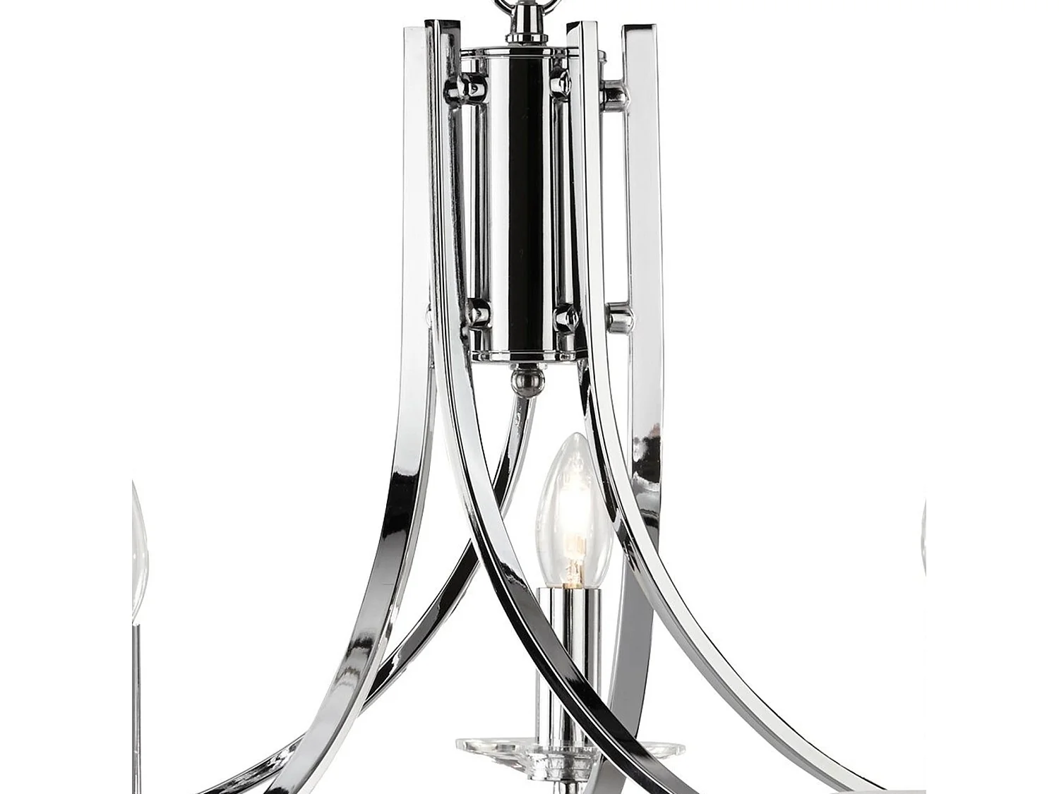 Searchlight Ascona 5 Ljus Multi Arm Ceiling Pendel Krom, Glass Five, E14