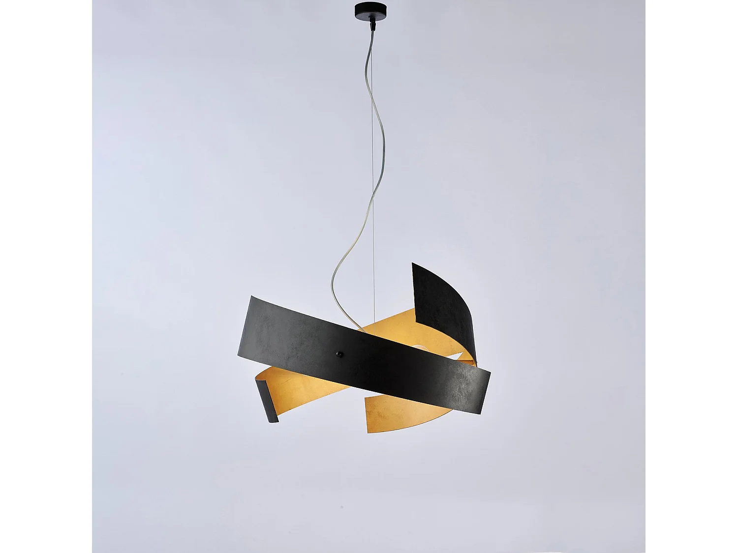 Sospensione Moderna 3 Luci Elisa Ferro Nero Con Decorazione Oro