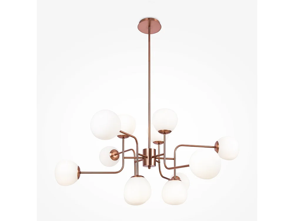 Erich Sospensione a soffitto Globe in ottone, 12 luci, E14