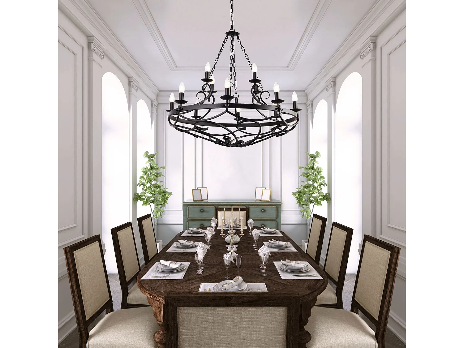 Searchlicht Cartwheel III Cartwheel 12 licht Pendelleuchte, Kette Schwarz