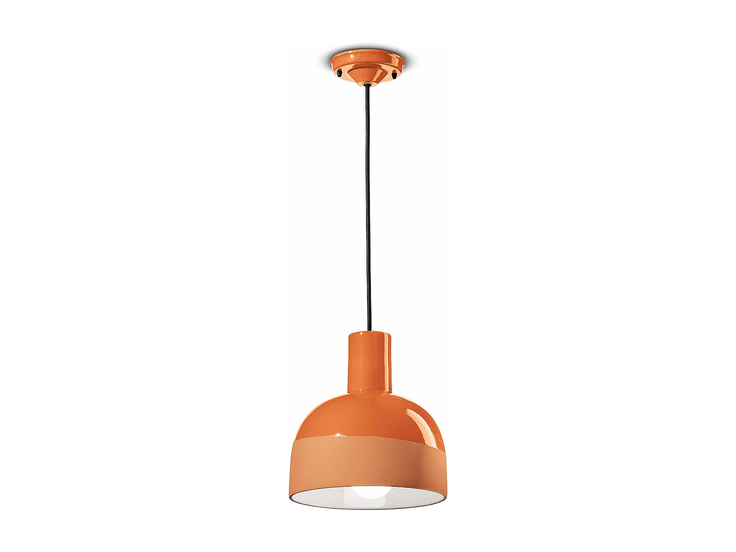 Lampadario Vintage Decò Caxixi Ceramica Arancio Pesca 1 Luce E27