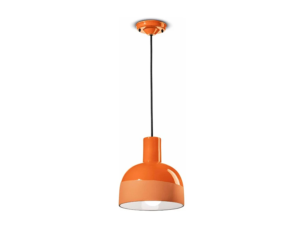 Lampadario Vintage Decò Caxixi Ceramica Arancio Pesca 1 Luce E27
