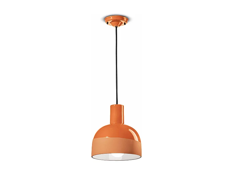 Lampadario Vintage Decò Caxixi Ceramica Arancio Pesca 1 Luce E27