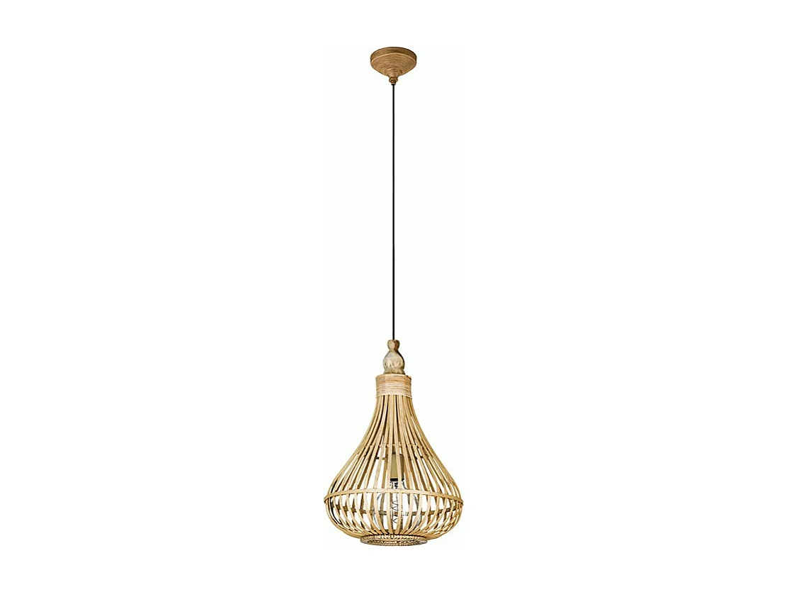 Lampadario Rustico Amsfield Piccolo 1 Luce Metallo Marrone E Legno
