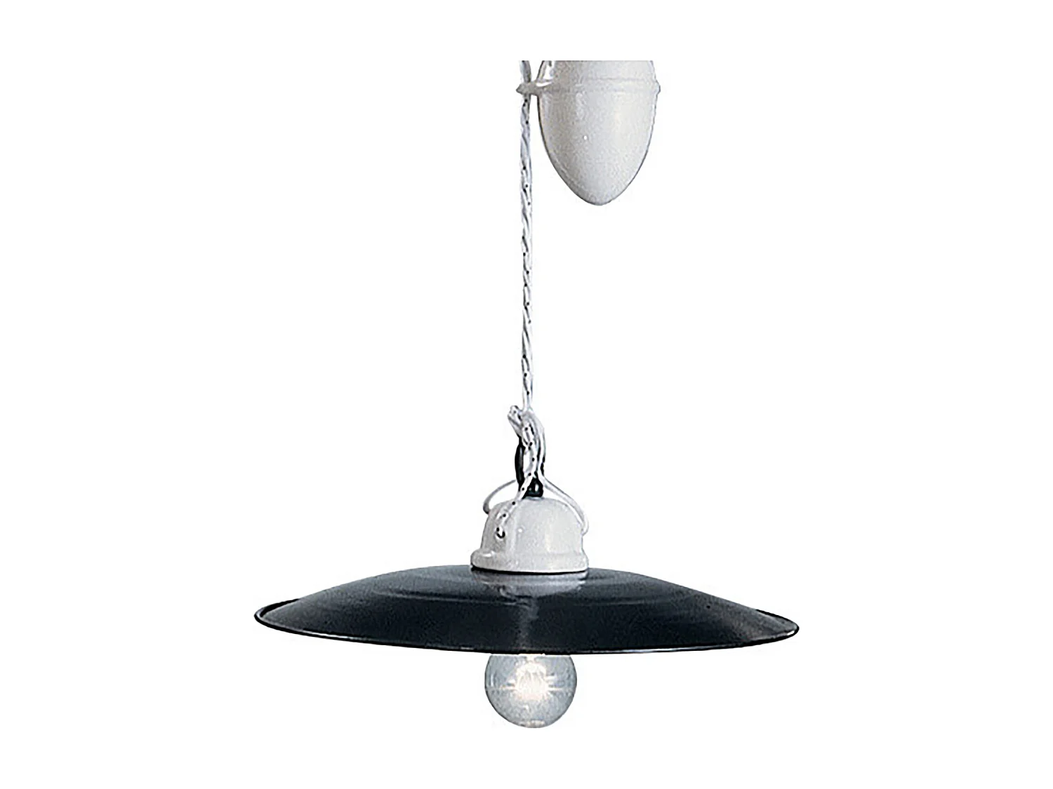 Sospensione Saliscendi Classico Potenza Ferro E Ceramica Nero 35Cm 1 Luce E27