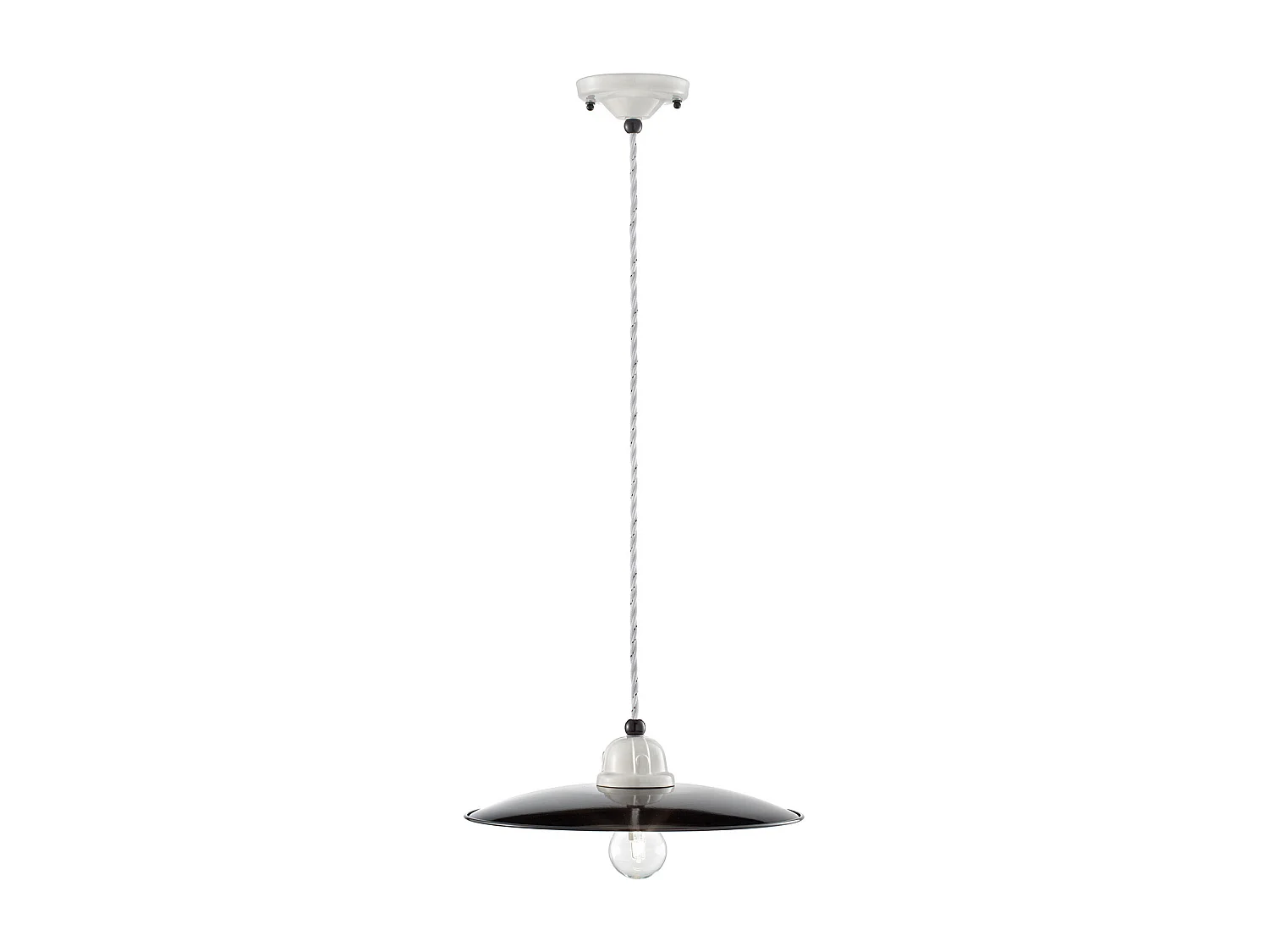 Lampadario Vintage B&W Metallo Smaltato Nero E Bianco 1 Luce E27 30Cm