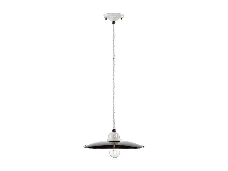 Lampadario Vintage B&W Metallo Smaltato Nero E Bianco 1 Luce E27 30Cm