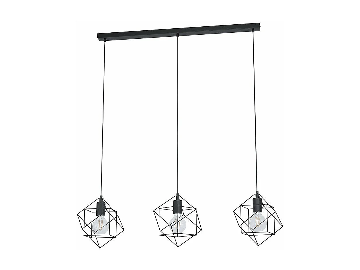 Lampadario Industrial Straiton 3 Luci Acciaio Nero