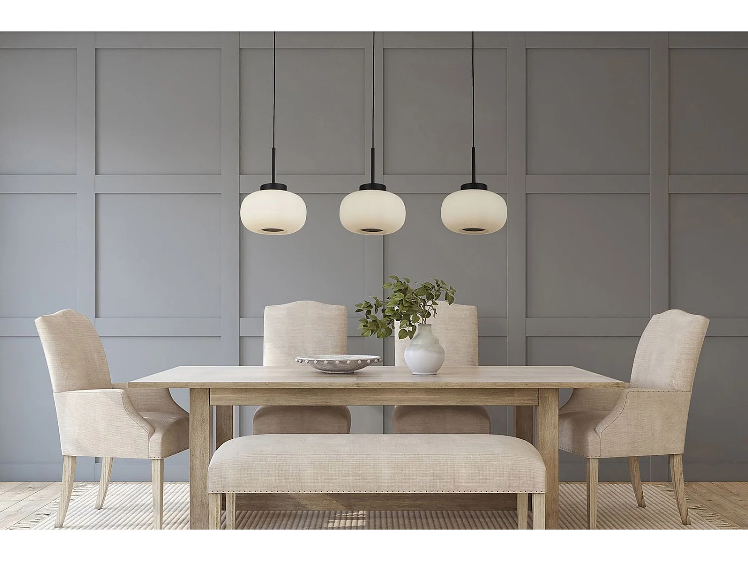 Searchlight 3 ljus barhnge med frostat ribbad glas