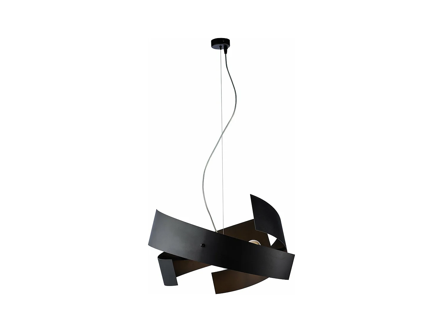 Elisa Suspension en fer découpé laser laqué noir avec câble acier réglable 3 lumières 128 d.57 BL226-3-NR