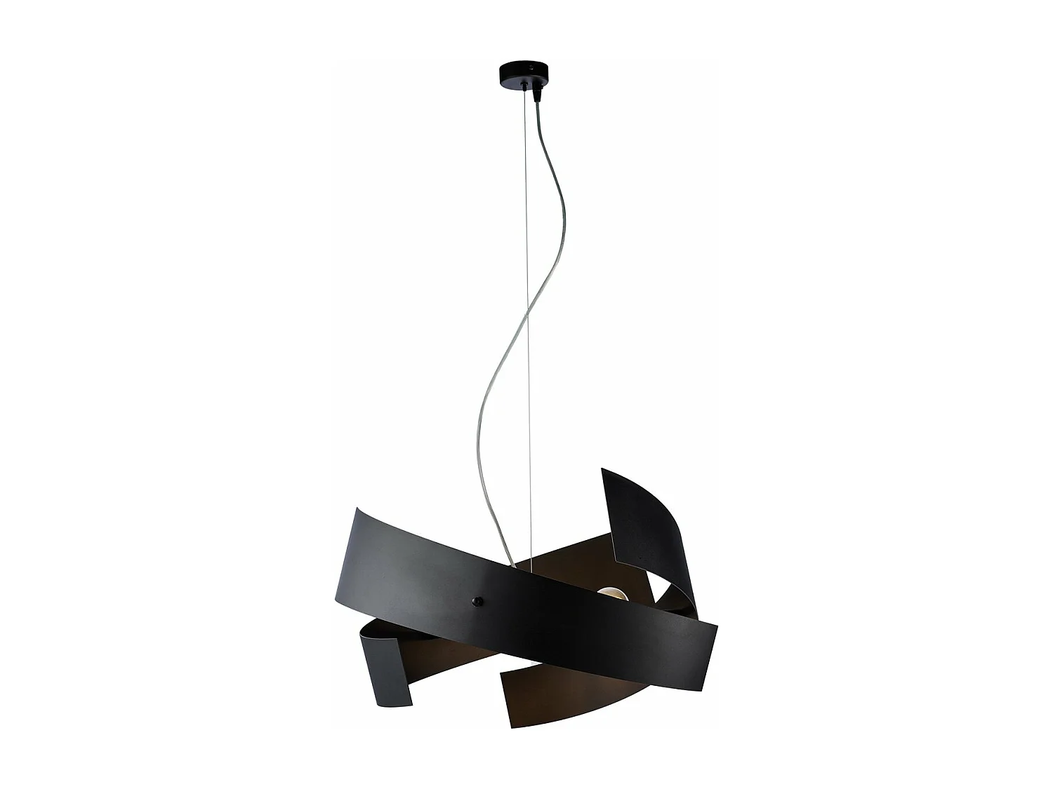 Elisa Suspension en fer découpé laser laqué noir avec câble acier réglable 3 lumières 128 d.57 BL226-3-NR