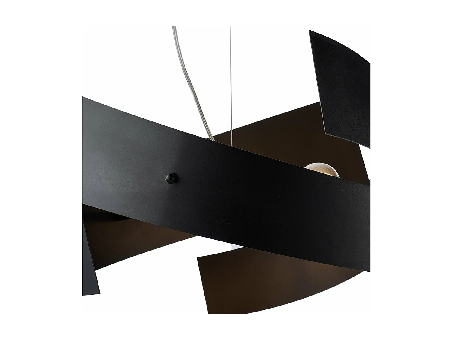 Elisa Suspension en fer découpé laser laqué noir avec câble acier réglable 3 lumières 128 d.57 BL226-3-NR