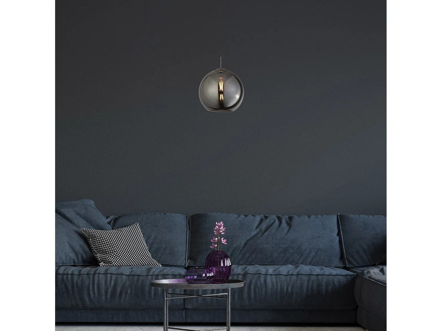 Searchlight Balls - Sospensione a soffitto a 1 luce a cupola Cromo, Vetro fumé, E27