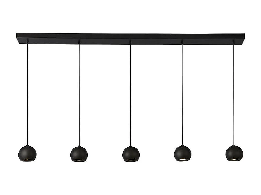 Searchlicht Eindhoven 5-Licht-Matt-Schwarz-Stab-Anhänger