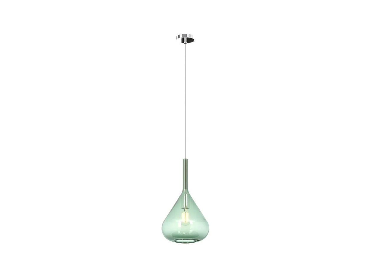 Moderne Pendelleuchte Kona mit 1 Licht aus grünem Glas – Fassung E27 – Verstellbar bis 250 cm, D. 20