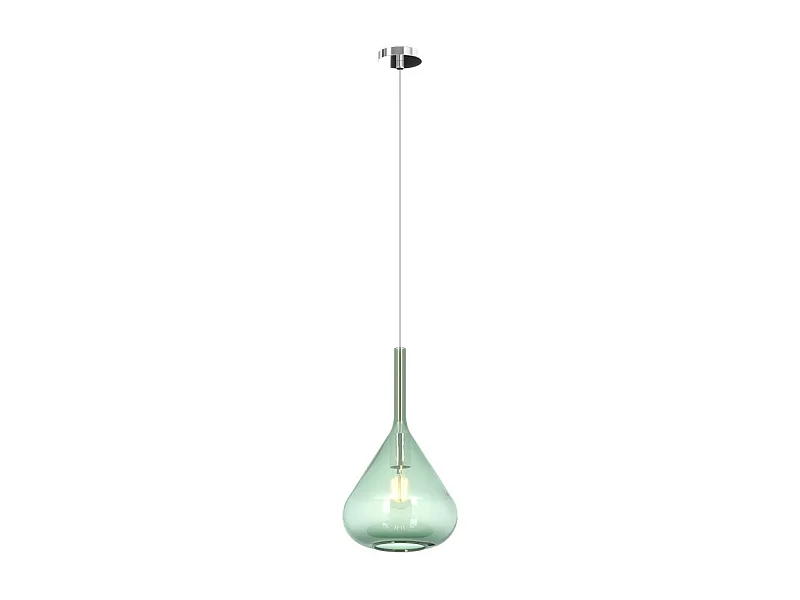 Suspension moderne Kona 1 lumière en verre vert - Culot E27 - Réglable jusqu'à 250 cm de diamètre