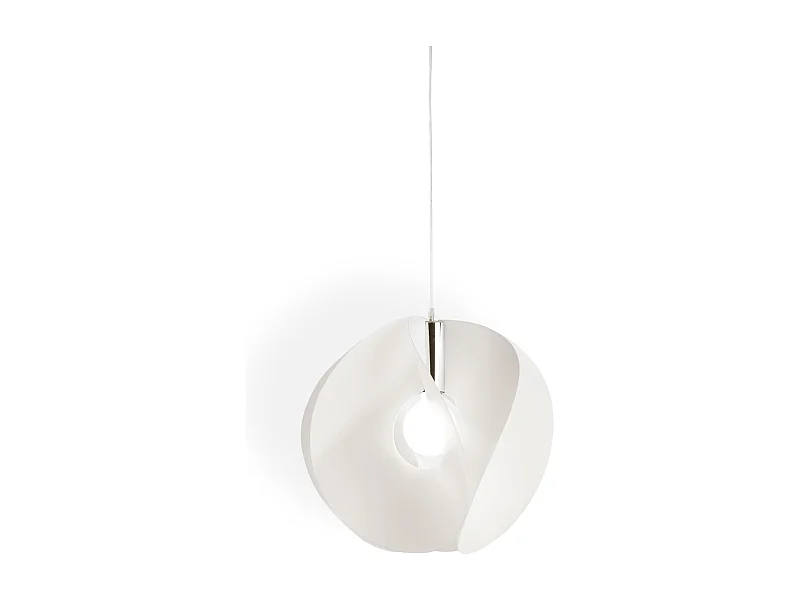 Sospensione Moderna Atom Polilux ® Bianco E Metallo Cromo 1 Luce E27