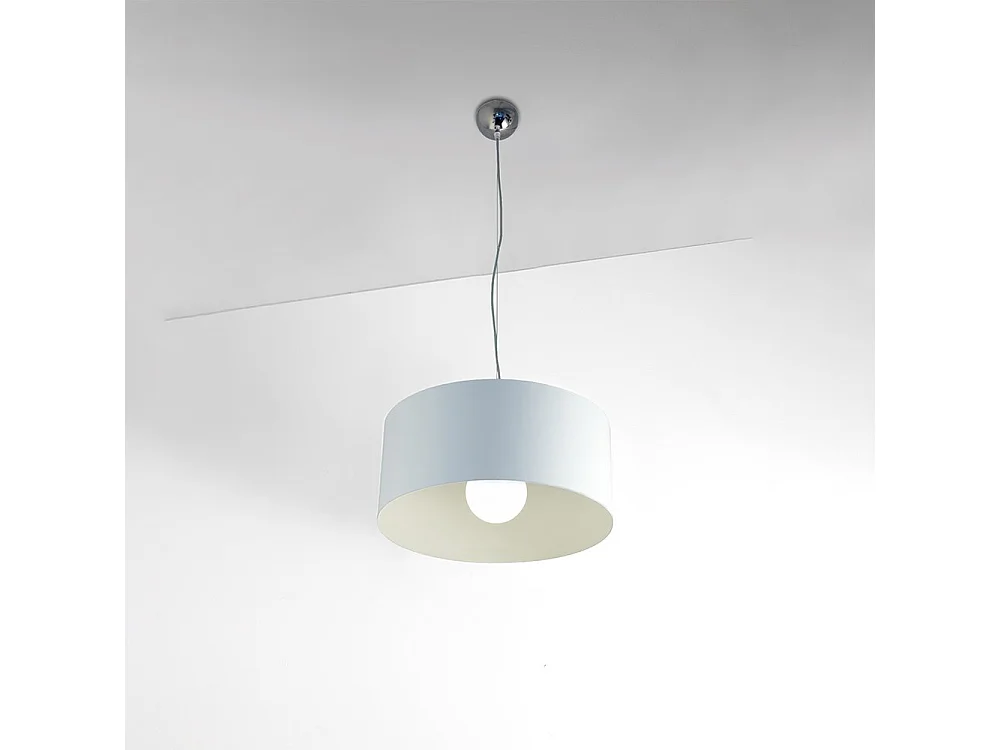 Sospensione Moderna Cylinder Metallo Bianco E Cromo 1 Luce E27