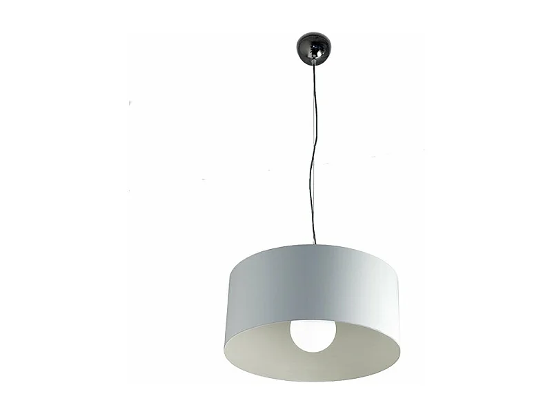 Sospensione Moderna Cylinder Metallo Bianco E Cromo 1 Luce E27