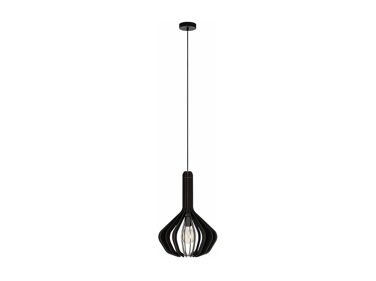 Lampadario Industrial Velasco 1 Luce Acciaio Nero Diffusore Nero