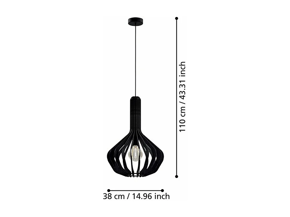 Lampadario Industrial Velasco 1 Luce Acciaio Nero Diffusore Nero