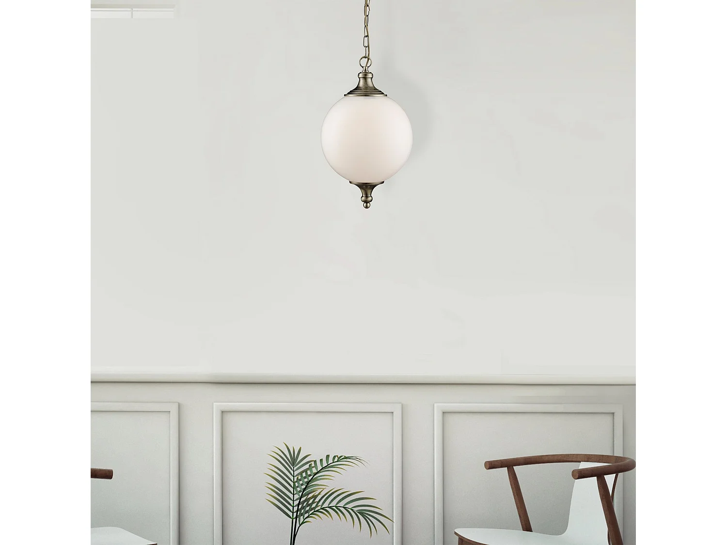 Searchlight Avalon 1 Light Globe Takhnge Antik Mssing, Opalglas, E27