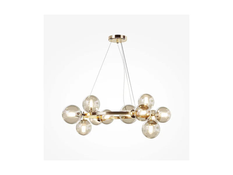 Maytoni Dallas Plafoniera moderna a sospensione a 1 globo oro, paralume cognac, G9