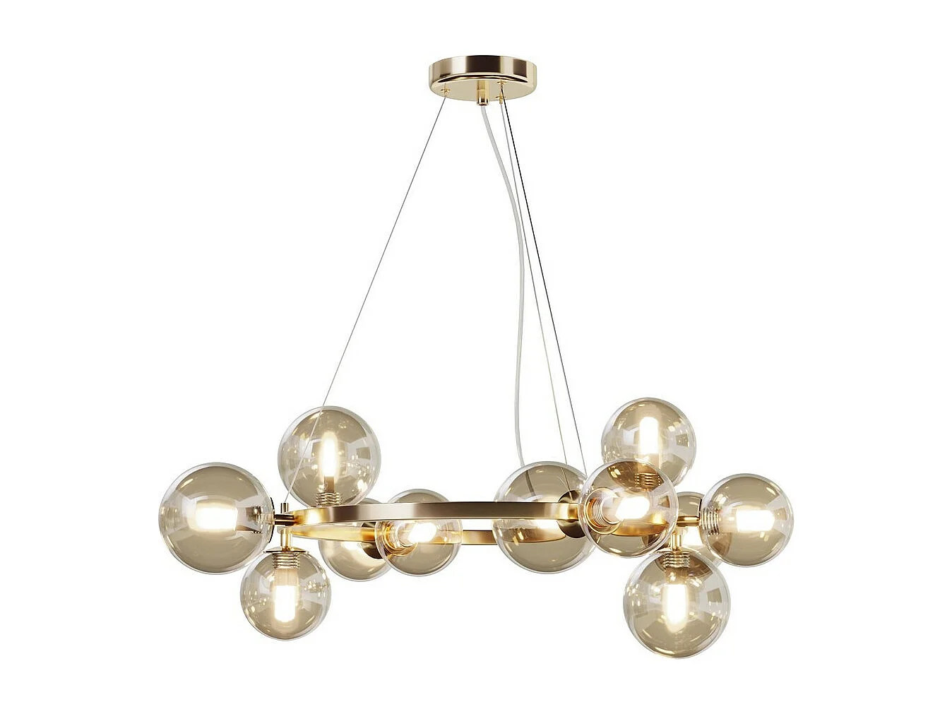 Maytoni Dallas Plafoniera moderna a sospensione a 1 globo oro, paralume cognac, G9