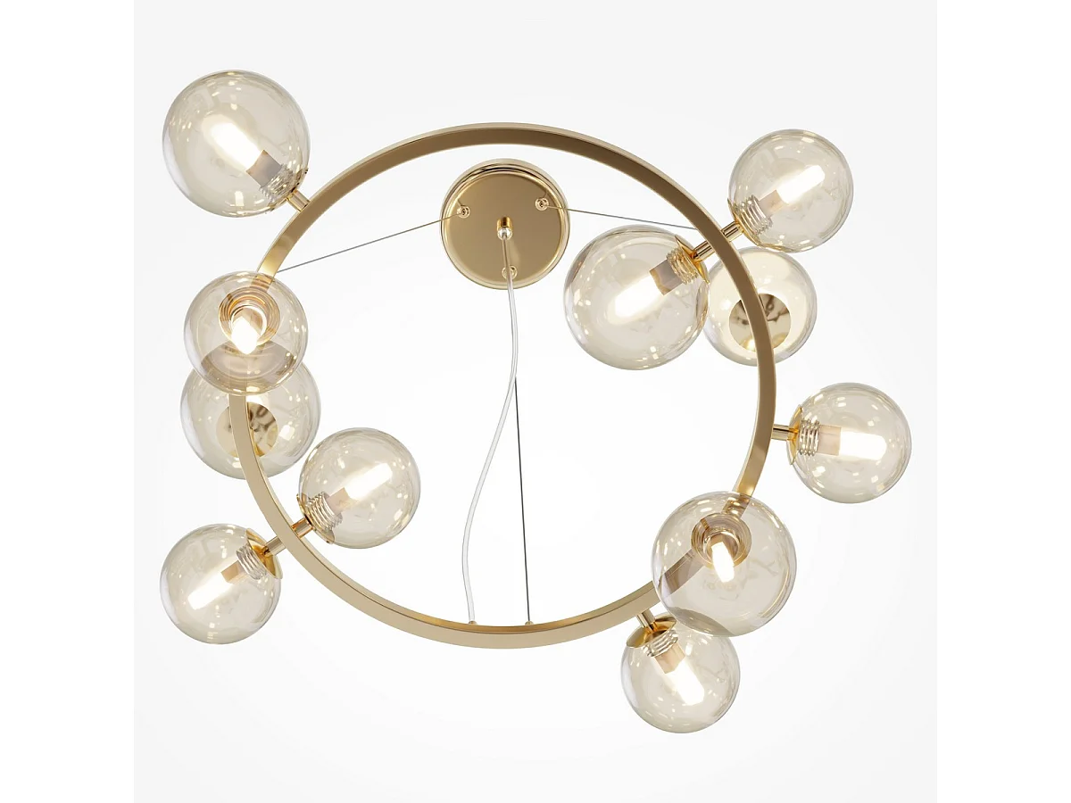 Maytoni Dallas Plafoniera moderna a sospensione a 1 globo oro, paralume cognac, G9