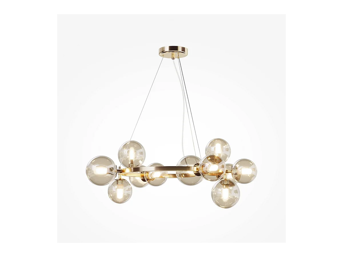 Maytoni Dallas Plafonnier suspendu moderne 1 globe doré, abat-jour cognac, G9