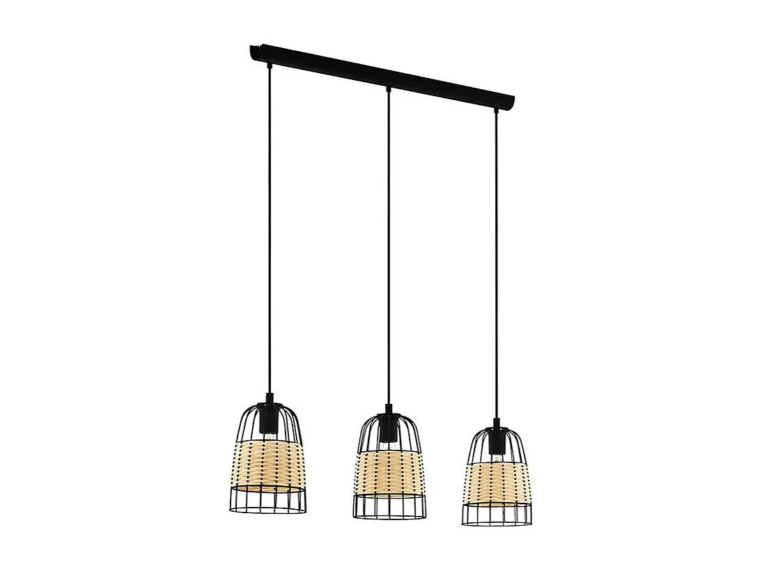 Lampadario Industrial Anwick 3 Luci Metallo Nero
