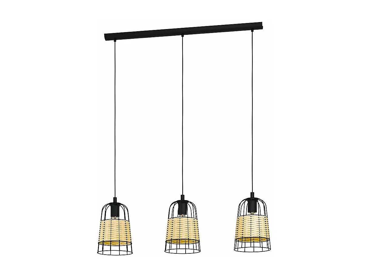 Lampadario Industrial Anwick 3 Luci Metallo Nero