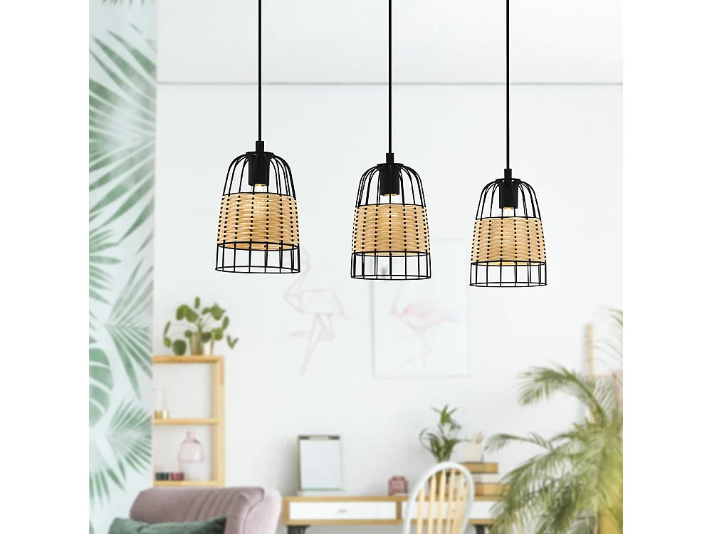 Lampadario Industrial Anwick 3 Luci Metallo Nero