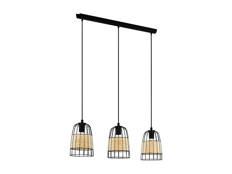Lampadario Industrial Anwick 3 Luci Metallo Nero