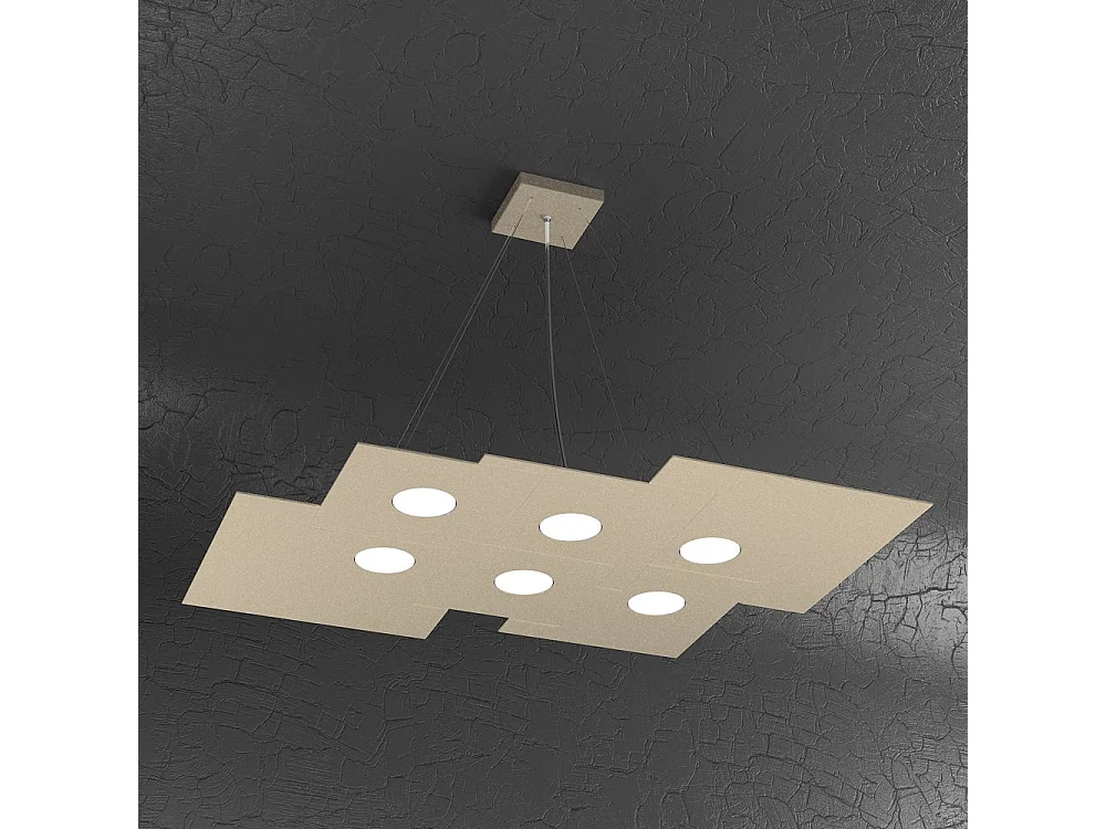 Plate Sospensione 6 Luci Sabbia