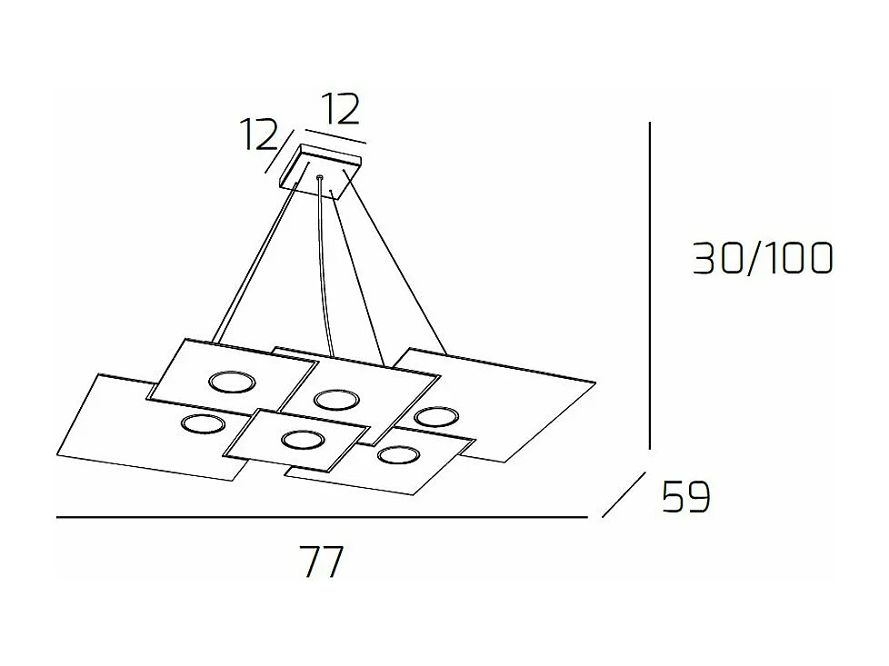 Plate Sospensione 6 Luci Sabbia