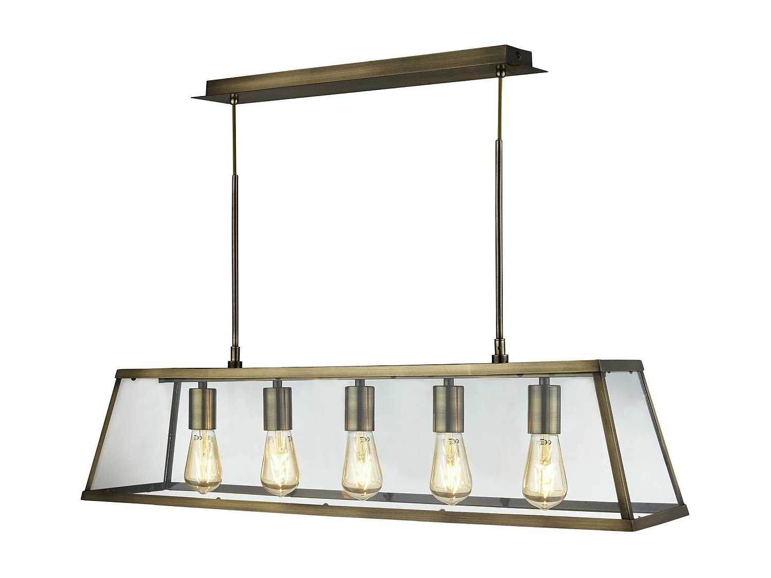 Searchlicht Voyager - 5 licht Lantern Anhänger Bar Antik Messing, E27