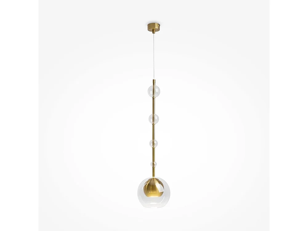 Lampada a Sospensione Ros Moderna Metallo Ottone Trasparente IP20