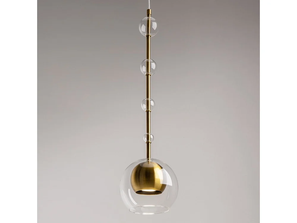 Lampada a Sospensione Ros Moderna Metallo Ottone Trasparente IP20