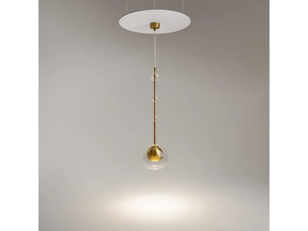 Lampada a Sospensione Ros Moderna Metallo Ottone Trasparente IP20