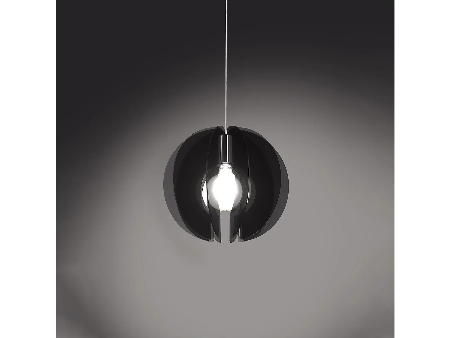 Sospensione Moderna Space Collection Polilux ® Fumè E Metallo Cromo 1 Luce E27