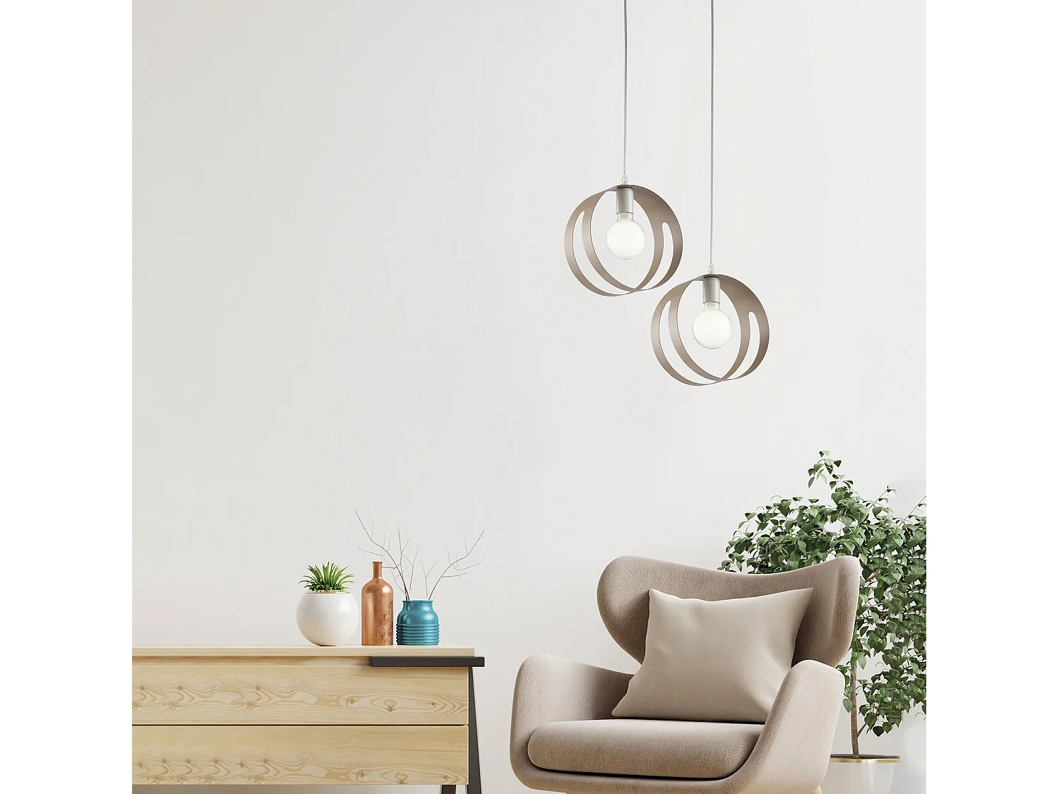 Sospensione Moderna 1 Luce Peter In Ferro Bianco Tortora Taglio Laser