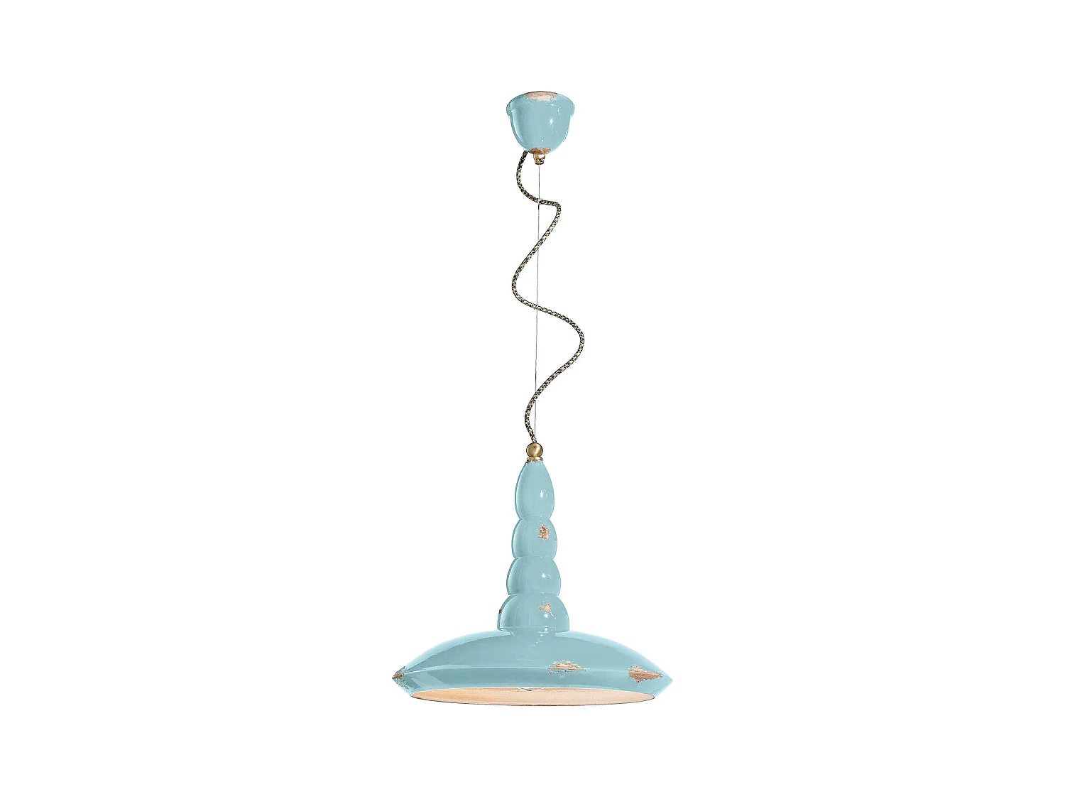 Lampadario Vintage Vague Vintage Ferro E Ceramica Azzurro 1 Luce E27 40Cm