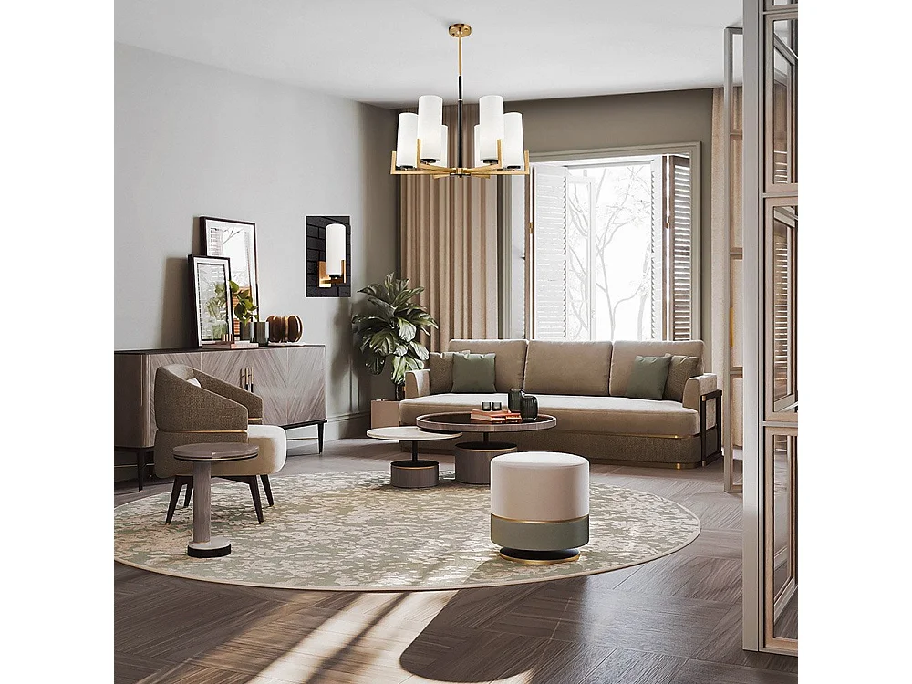 Maytoni Fortano Lampadario moderno Fortano a 6 luci in ottone con paralume in vetro