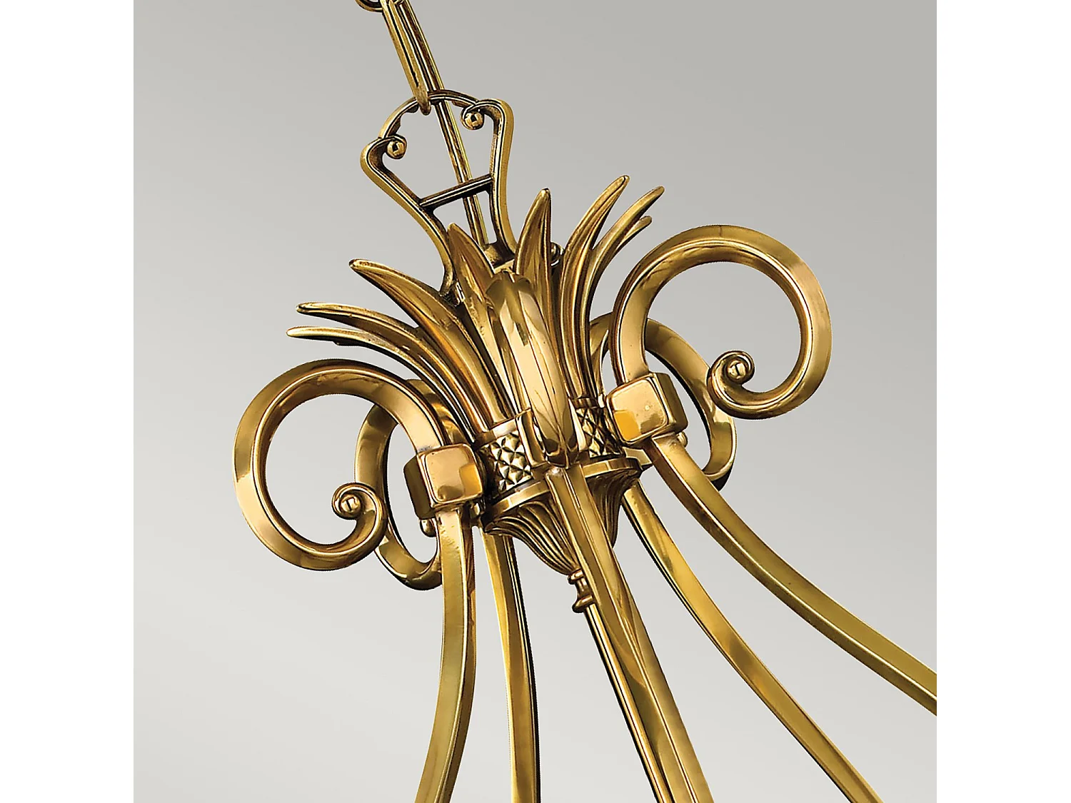 Lampadario Contemporaneo Plantation Ottone Bronzo Brunito Vetro 5 Luci E27